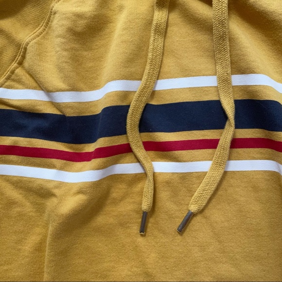 Messy Bun Mustard Yellow Striped Cropped Hoodie - Picture 4 of 5